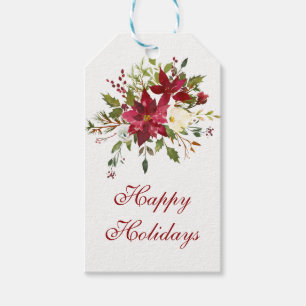 Weihnachtsfeiertag Poinsettia Blume Holly Berry Geschenkanhänger