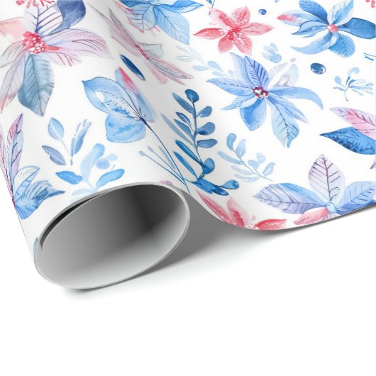 Weihnachtsfeiertag Poinsettia Blume Muster Geschenkpapier (Rolleneckpunkt)