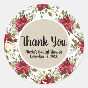 Weihnachtsfeiertag Poinsettia Blume Winter Floral Runder Aufkleber