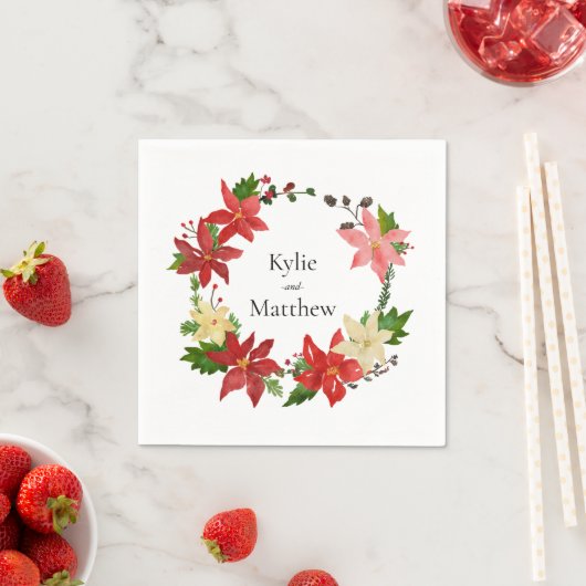Weihnachtsfeiertag Poinsettia Feierliche Hochzeit Serviette (Beispiel)