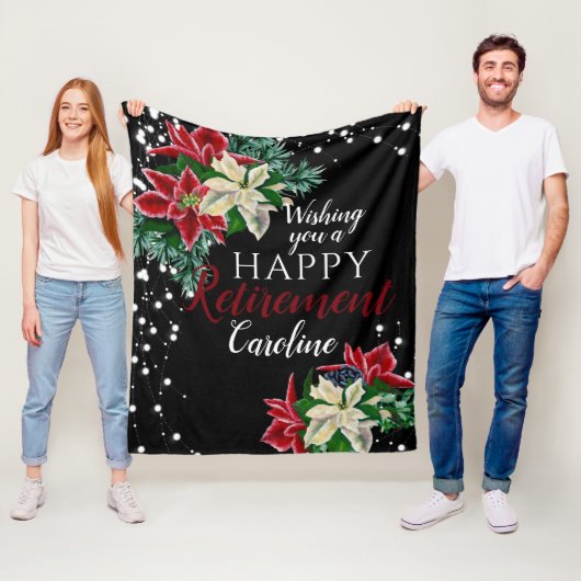 Weihnachtsfeiertag Poinsettia Floral Black Fleecedecke (Beispiel)