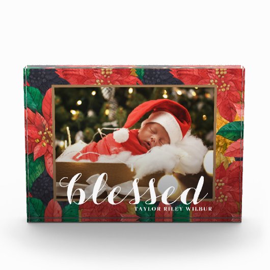 Weihnachtsfeiertag Poinsettia Fotoblock (Vorderseite)