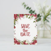 Weihnachtsfeiertag Poinsettia Hochzeit Save the Da Ankündigungspostkarte (Stehend Vorderseite)