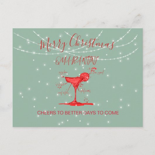 Weihnachtsfeiertag Quarantini Martini Green Postkarte (Vorderseite)