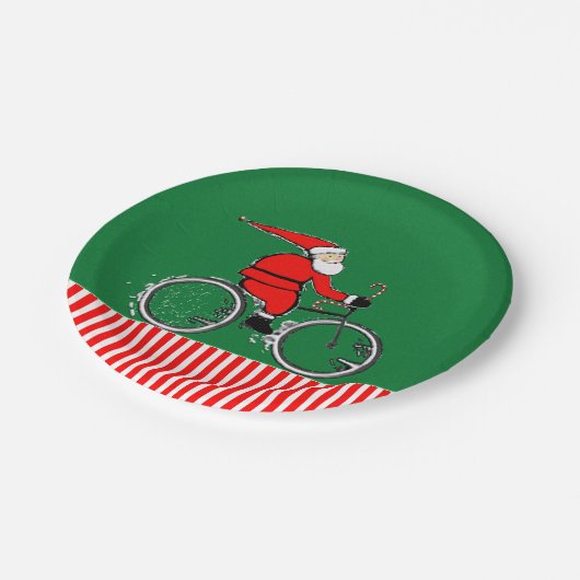 Weihnachtsfeiertag Radfahrer Pappteller (Schrägansicht)