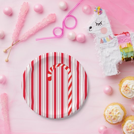 Weihnachtsfeiertag Red Candy Strip Muster Pappteller (Party)