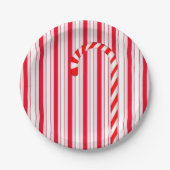 Weihnachtsfeiertag Red Candy Strip Muster Pappteller (Vorderseite)
