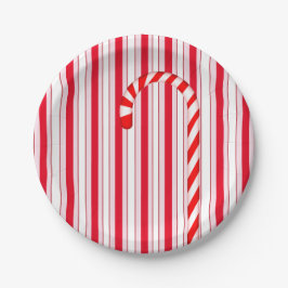 Weihnachtsfeiertag Red Candy Strip Muster Pappteller