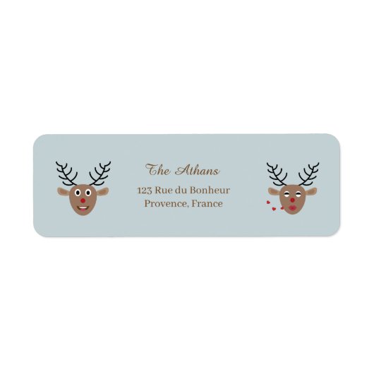 Weihnachtsfeiertag Reindeer Dusty Blue Adresse (Vorne)