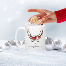 Weihnachtsfeiertag Reindeer Floral Personalisiert