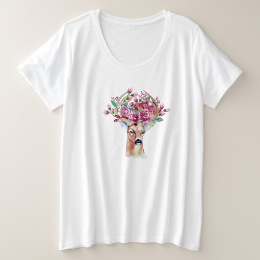 Weihnachtsfeiertag Reindeer Rosenrosen Blume Große Größe T-Shirt (Design vorne)