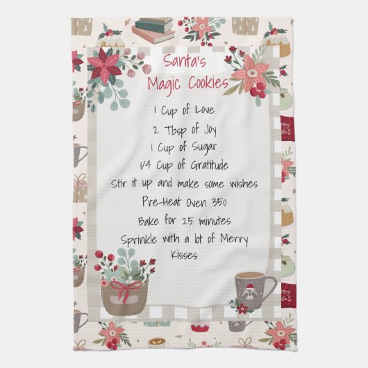 Weihnachtsfeiertag Rezept Backen Niedlich Rot Geschirrtuch (Vertikal)