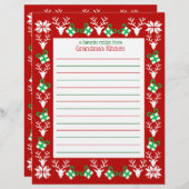 Weihnachtsfeiertag Rezept Papier (Vorne/Hinten)