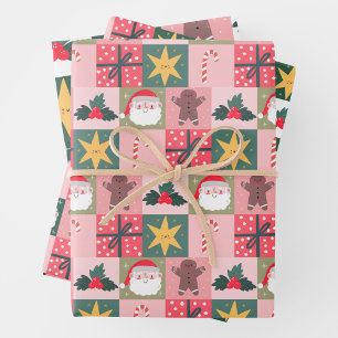 Weihnachtsfeiertag Rosa Dekorationspapier Geschenkpapier Set