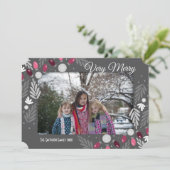 Weihnachtsfeiertag Rosa Lights Ein Foto Option Einladung (Stehend Vorderseite)