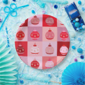 Weihnachtsfeiertag - Rosa und Rote karierte Orname Pappteller (Party)