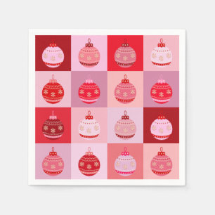 Weihnachtsfeiertag - Rosa und Rote karierte Orname Serviette