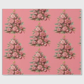 Weihnachtsfeiertag Rosa Weihnachtsbaum Geschenkwra Geschenkpapier (Flach)