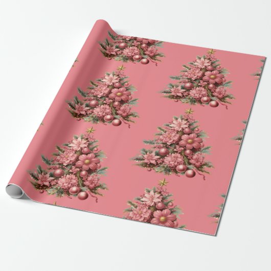 Weihnachtsfeiertag Rosa Weihnachtsbaum Geschenkwra Geschenkpapier (Ungerollt)