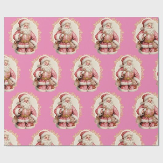 Weihnachtsfeiertag Rosa Weihnachtsmann Umschlagpap Geschenkpapier (Flach)