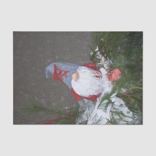 Weihnachtsfeiertag Rot Grau Rustikaler Gnome Seidenpapier (Vorderseite)