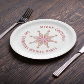 Weihnachtsfeiertag Rot Grün farbenfrohe Schneefloc Pappteller