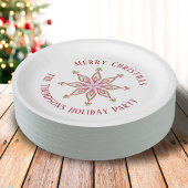 Weihnachtsfeiertag Rot Grün farbenfrohe Schneefloc Pappteller