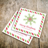 Weihnachtsfeiertag Rot Grün farbenfrohe Schneefloc Serviette