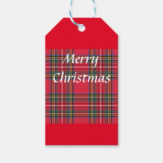 Weihnachtsfeiertag Rot Kariert Geschenkanhänger (Vorderseite)