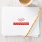 Weihnachtsfeiertag Rot Streifen Whimsikal Niedlich Adressaufkleber (Insitu)