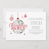 Weihnachtsfeiertag Rot und Grün Party Einladung (Vorderseite)