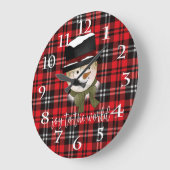 Weihnachtsfeiertag Rot und Schwarzer Tartan Schnee Große Wanduhr (Winkel)