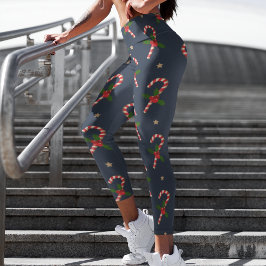 Weihnachtsfeiertag Rot Weißes Weihnachtsfest Candy Capri Leggings