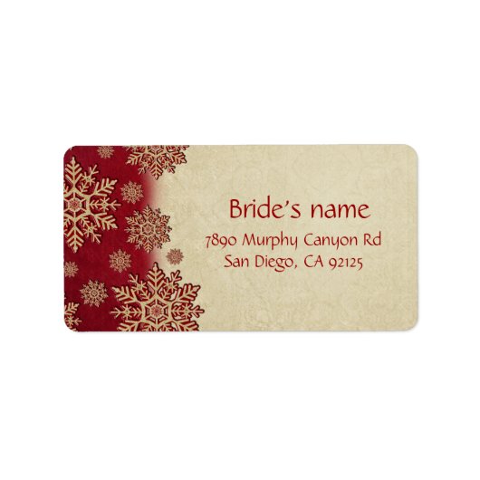 Weihnachtsfeiertag - Rote Schneeflocken - Adressen Adressaufkleber (Vorne)
