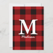 Weihnachtsfeiertag Roter Büffel karierter Holzfäll Einladung (Vorderseite)