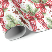 Weihnachtsfeiertag Roter Gingham Karo Bows Geschenkpapier (Rolleneckpunkt)