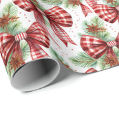 Weihnachtsfeiertag Roter Gingham Karo Bows Geschenkpapier (Rolleneckpunkt)