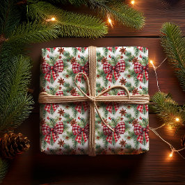 Weihnachtsfeiertag Roter Gingham Karo Bows Geschenkpapier