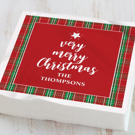 Weihnachtsfeiertag Roter Grüner Urlaub Kariert Nie Serviette
