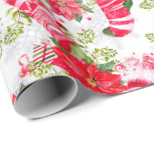 Weihnachtsfeiertag Roter Winter Strumpf Poinsettia Geschenkpapier (Rolleneckpunkt)