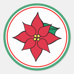 Weihnachtsfeiertag Rotes Feierfest Poinsettia Aufk Runder Aufkleber