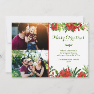 Weihnachtsfeiertag Rotes Poinsettia Aquarell Foto Feiertagskarte