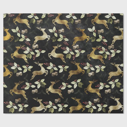 Weihnachtsfeiertag - Rotwild u. Mistelzweig Geschenkpapier (Flach)