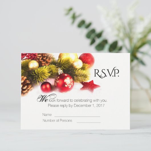 Weihnachtsfeiertag - RSVP-Karte Einladung (Stehend Vorderseite)