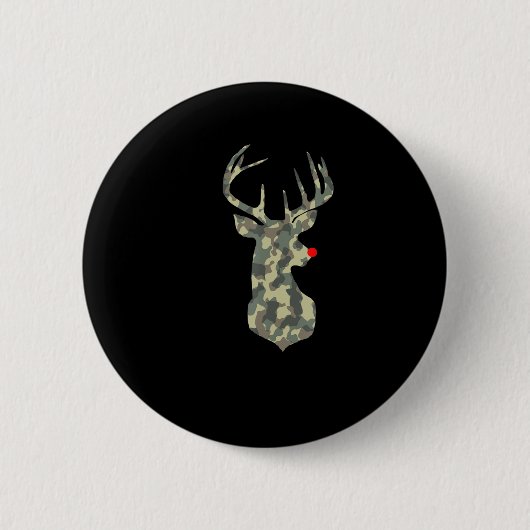 Weihnachtsfeiertag Rudolf Reindeer Red Nose Camouf Button (Vorderseite)