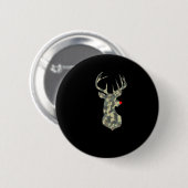 Weihnachtsfeiertag Rudolf Reindeer Red Nose Camouf Button (Vorne & Hinten)