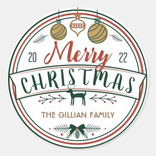 Weihnachtsfeiertag Runder Aufkleber (Vorderseite)