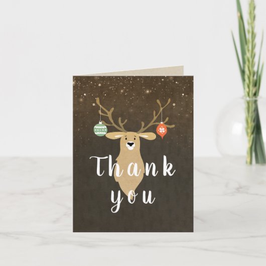 Weihnachtsfeiertag Rustic Deer Whimsical Vielen Da Dankeskarte (Vorderseite)