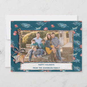 Weihnachtsfeiertag Rustic Star Berry Family Foto Feiertagskarte