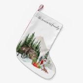 Weihnachtsfeiertag Rustikales Holz Moos Custom Kleiner Weihnachtsstrumpf (Vorderansicht (hängend))